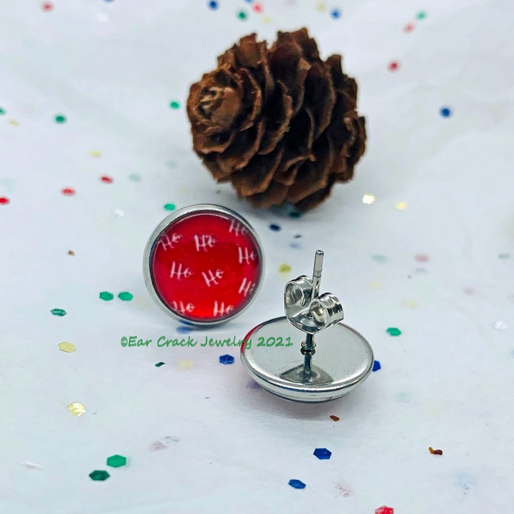 Holiday - Handmade Stud Earrings - Ho Ho Ho - Picture 4 of 6